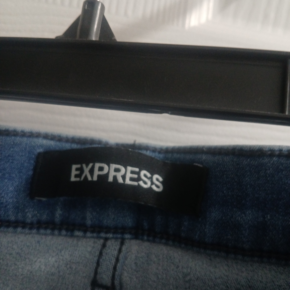 Express Denim Blue Distressed Jeggings - Picture 8 of 10